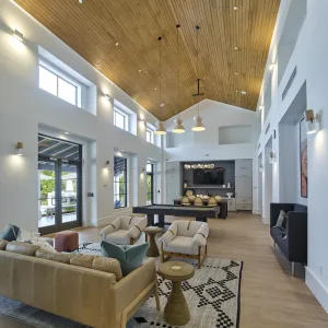 Vista Verde Old Florida-inspired Clubhouse lounge area.