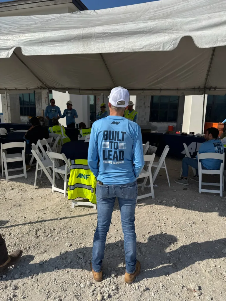 ANF Build U participant wearing a Built to Lead shirt