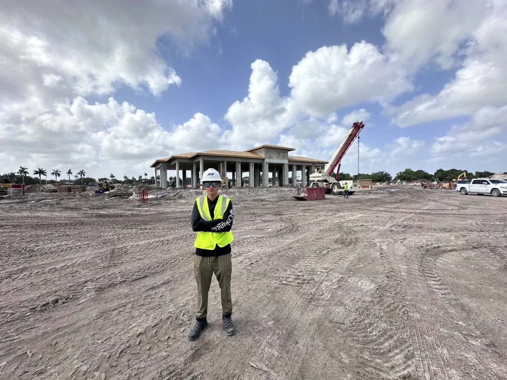 ANF summer intern at an active South Florida construction site