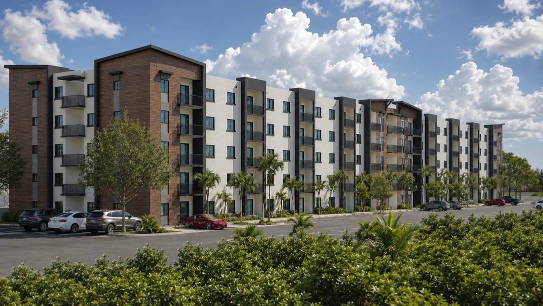 Rendering of Magnolia Point Phase 1 apartment buildings in Miami